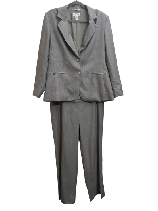 Talbots Pants - VTG Y2K Talbots Petites Wool Silk Pinstripe Pant Suit 14 Grey Quiet Luxury Corp